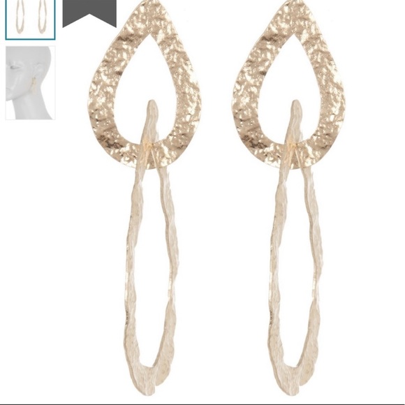 Panacea Textured Link Drop Earrings - Picture 2 of 7